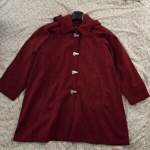 LONDON FOG RED HOODED RAIN/TRENCH COAT 3XL